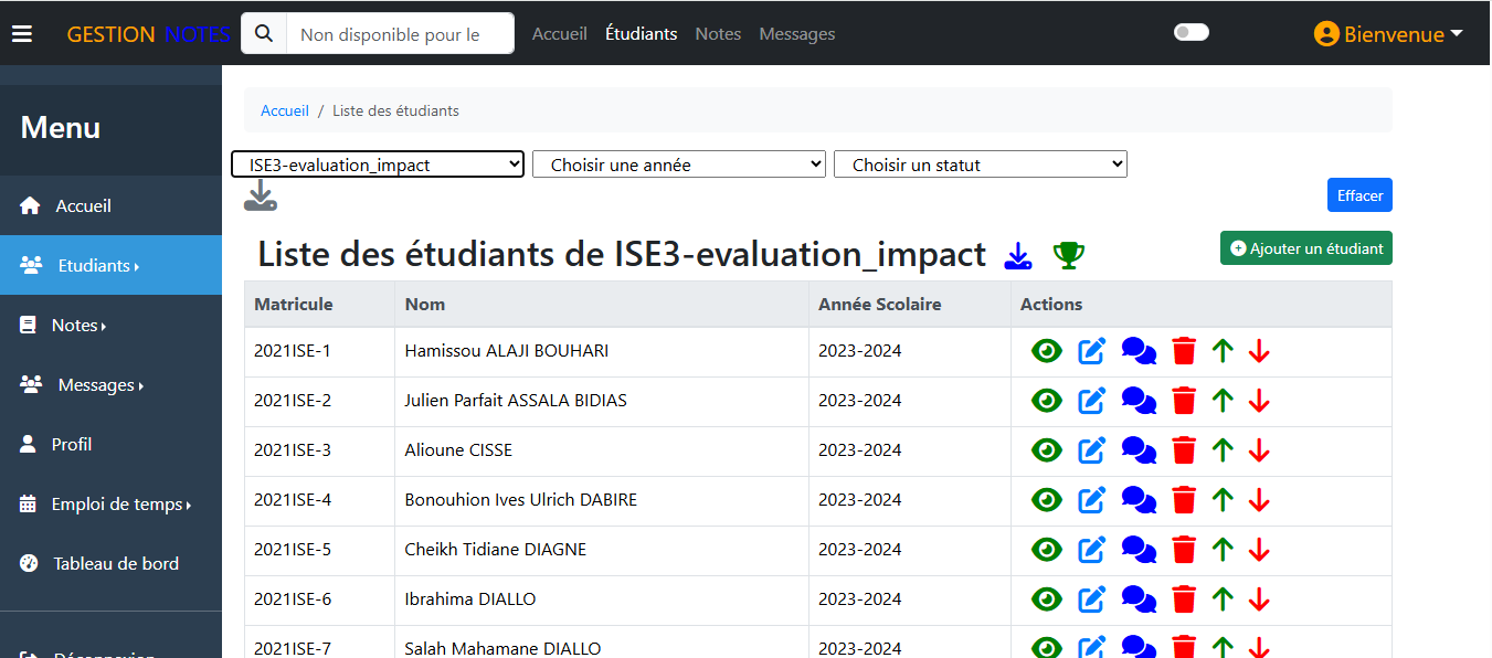 Application de gestion scolaire